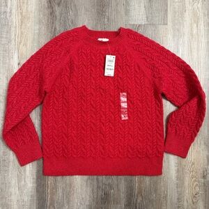 On 34th Women’s Red Cable Knit Crewneck Sweater-size Small *NEW w tags* 🔥